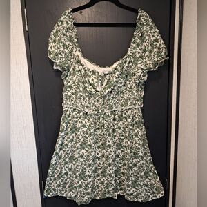 Francesca's Blue Rain Green and White Floral Dress